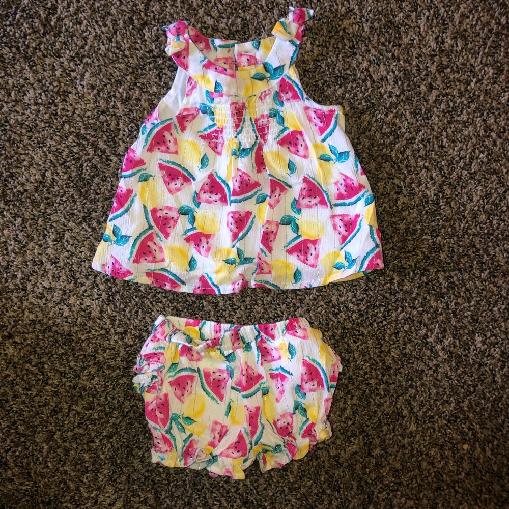 Watermelon lemon matching short set